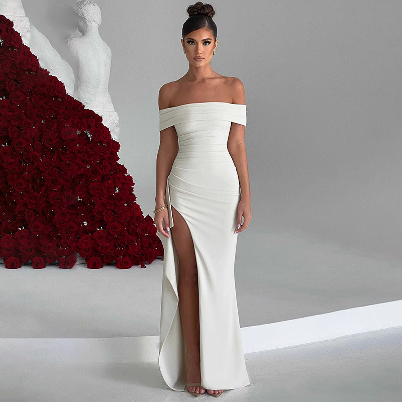 Elegantes Damenkleid in Unifarben mit Schlitz – Ärmellos & Figurbetont